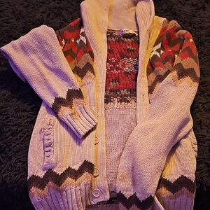 Old Navy Chevron Cardigan in Red, Brown, and Cream
